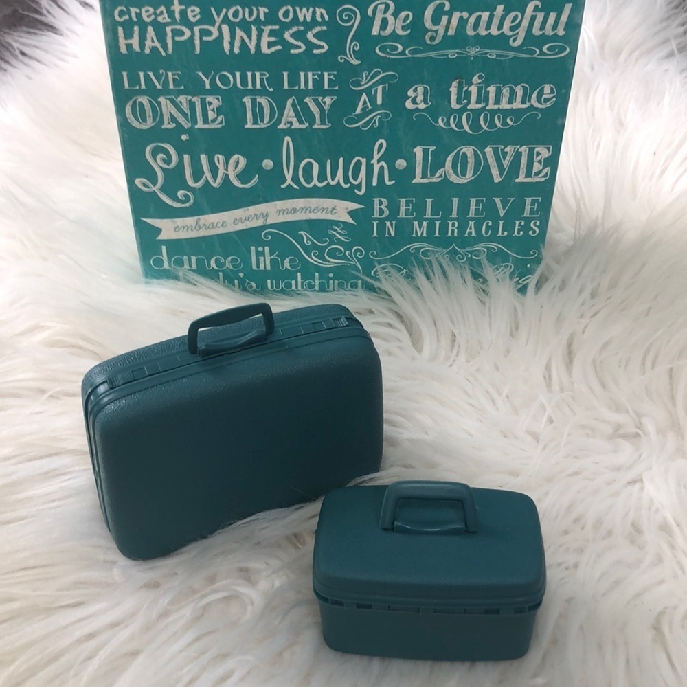 Vintage Barbie Accessories 1960's Mattel Luggage 2 pc BLUE Samsonite Suitcases